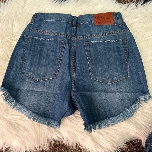 ONE Teaspoon for Free People Blue Colt High Waisted Bonitas Denim Shorts - Picture 7 of 14